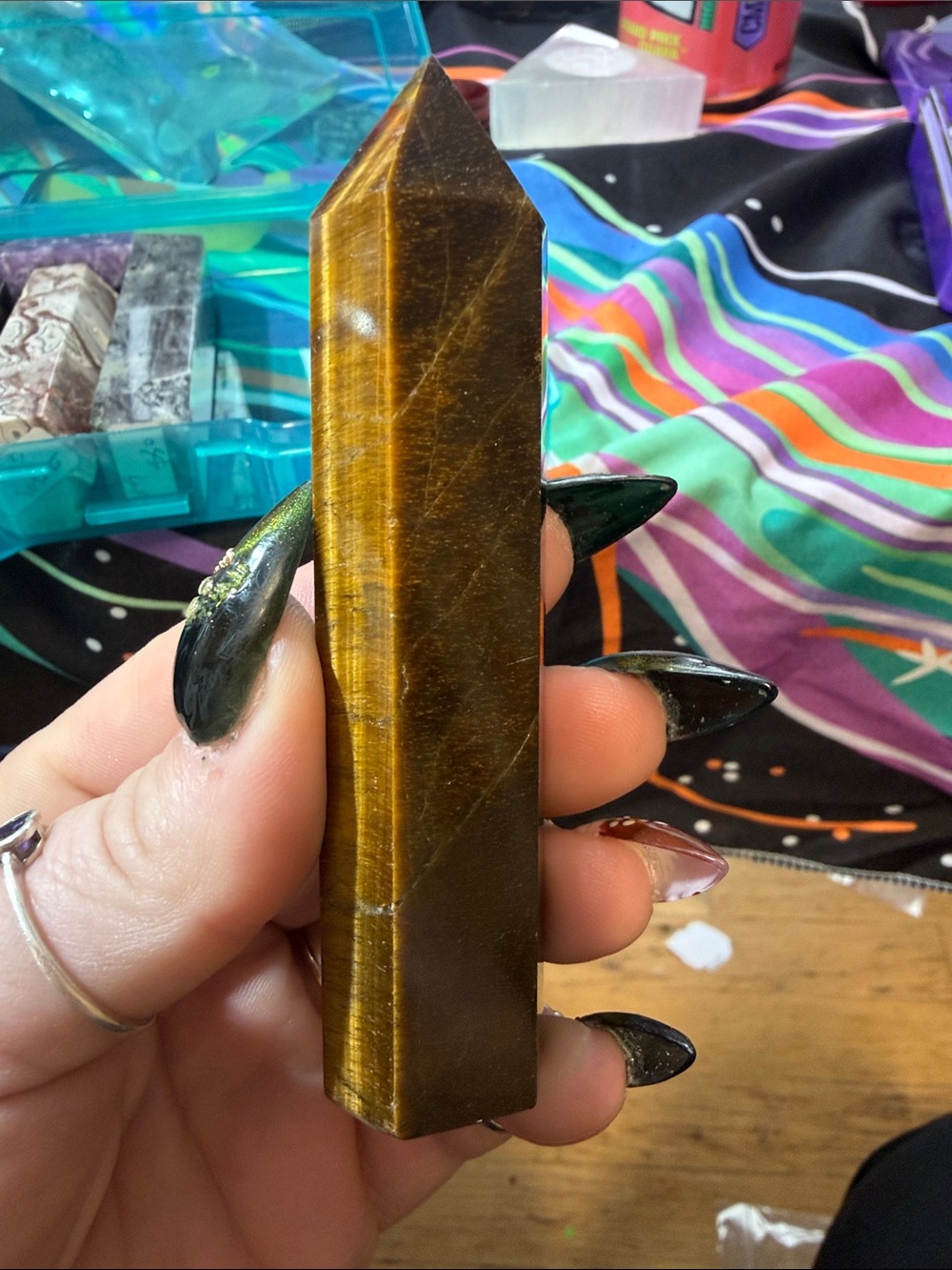 Tiger Eye Crystal Point Tower - Brown Gemstone Accent